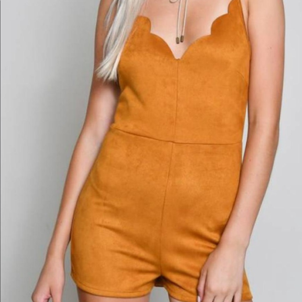 NEVER WORN! Yellow Suede Romper Golden
